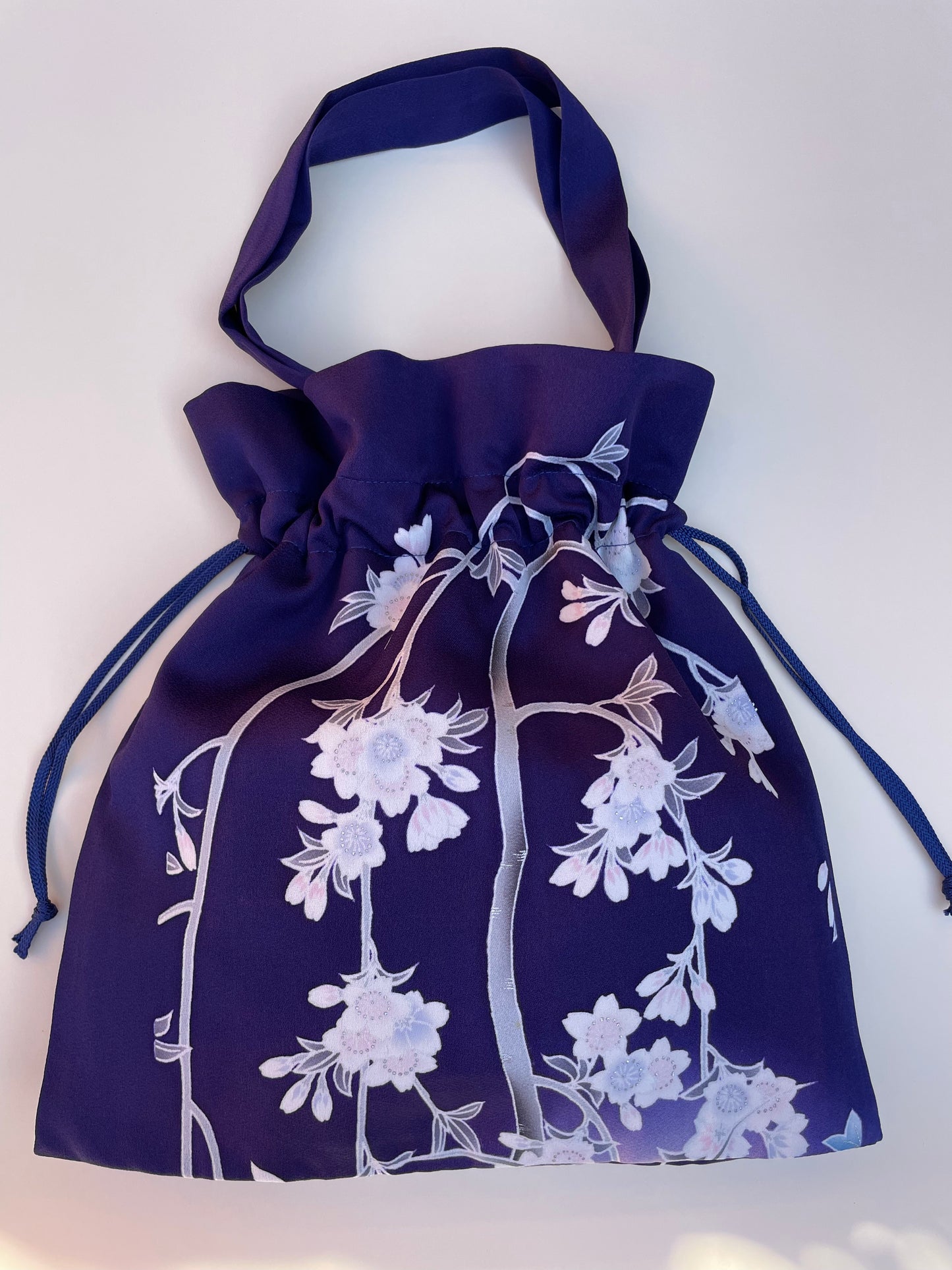 Kinchaku Toto Silk bag - Flower / Purple purple