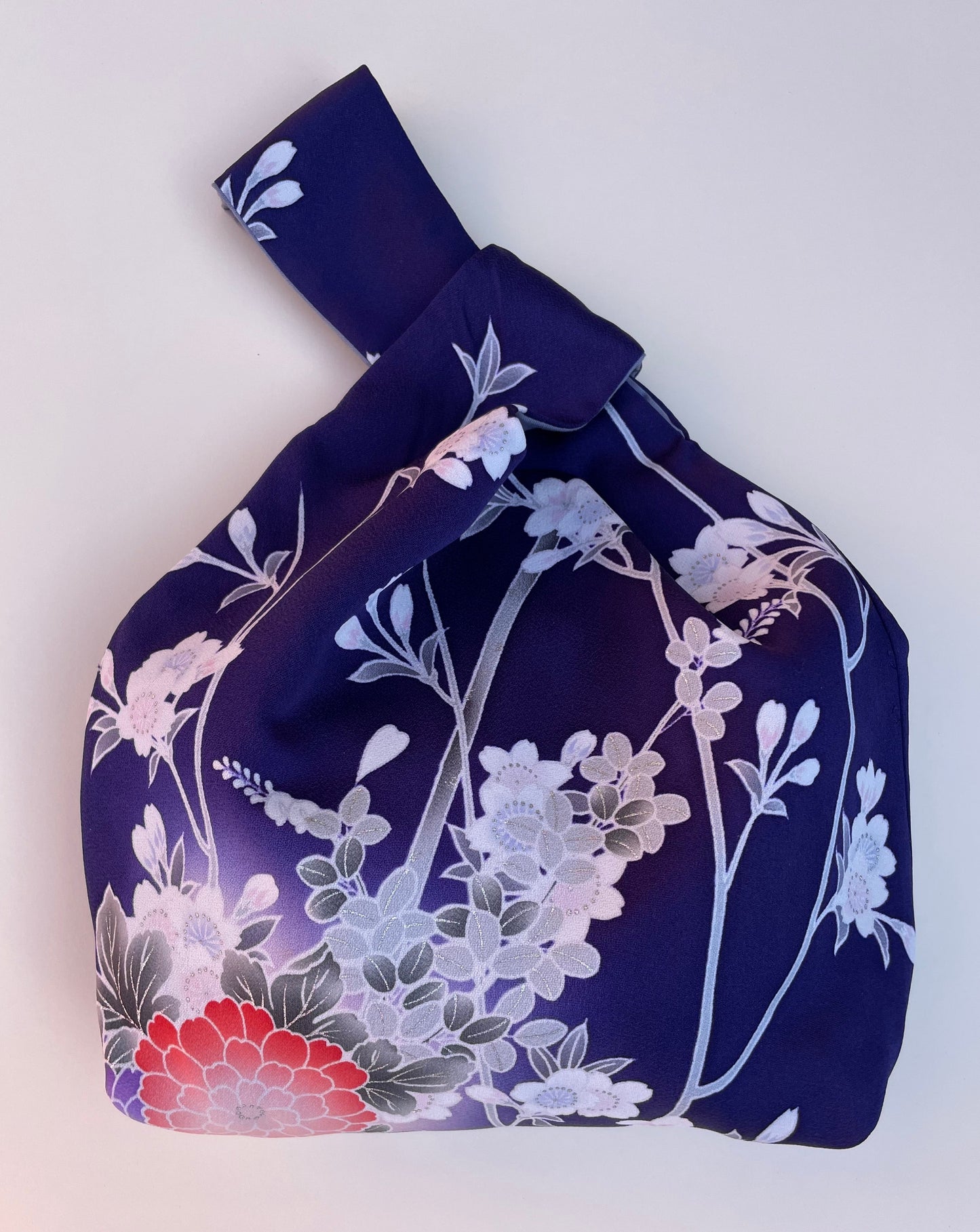 Knot Silk bag - Flower / Purple Sakura